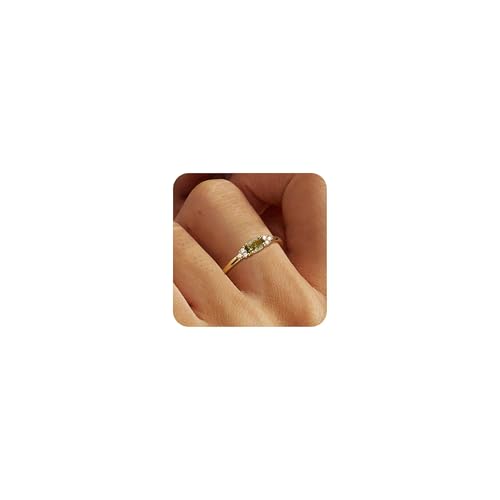 ZNBOH Ringe Gold Damen Wasserfest 18K Vergoldete Geburtsstein Ring Zirkonia Stapelbar Ringe mit Stein Amethyst Aquamarin Citrin Edelstein Promise Daumenring Verlobungsring Geburtstag Geschenk Frauen