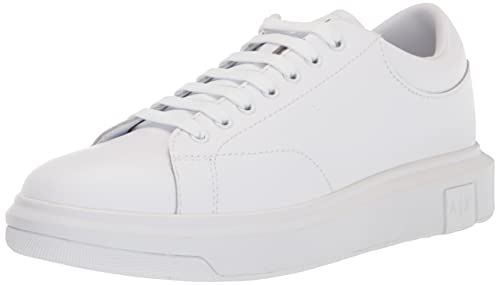 Armani Exchange Herren Men's, Basic, Back Extended Logo, Optic White Sneaker, OP.White, 43 EU
