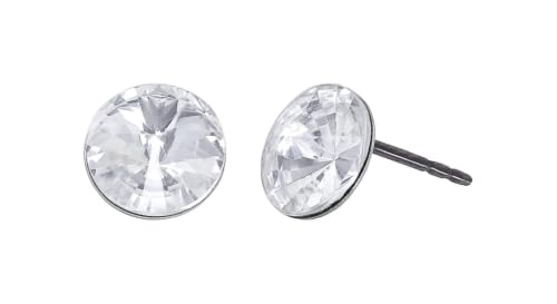 Konplott: Ohrstecker Rivoli small, kleine klassische aufwendig geschliffene Solitär-Kristall-Ohrstecker, für Damen/Frauen (weiß)