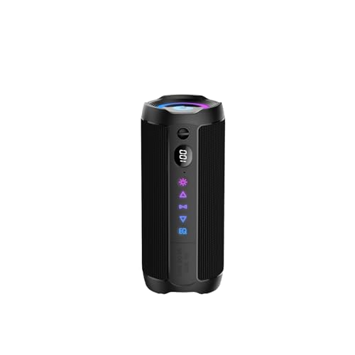 coioc Bluetooth Lautsprecher mit Licht, Bluetooth 5.4 Musikbox, Klassisch Schwarz
