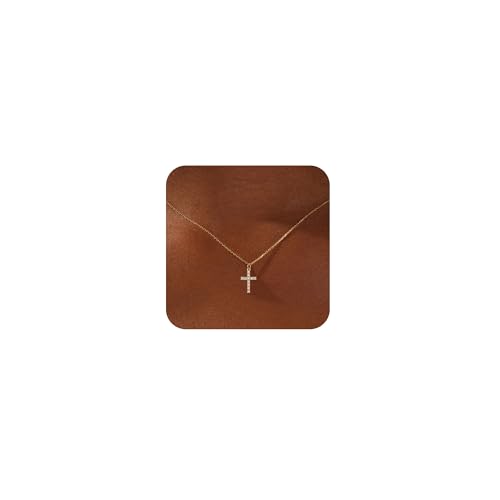 VIROMY Halskette Damen Gold 14K Vergoldet Kreuz Anhänger Halskette Frauen Halskette Minimalistische Religiöse Geschenke