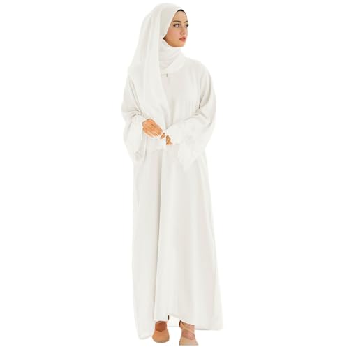 Gebetskleidung für Frauen, Jilbab 2 Teilig Damen Abaya Kleid mit Kopftuch Elegant Hijab Kleid Langarm Gebetskleid Muslimische Kleider Arabische Kaftan Kleider Islamische Ramadan Muslimische Kleidung