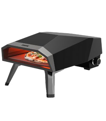 ERATEC Gas Pizzaofen GPM-16, Silber Edelstahl, 80x60x50cm, Outdoor Gasbrenner mit Pizzastein und Druckregler, Freistehend für Garten und Terrasse