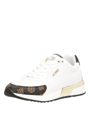 Guess Damen Moxea Sneaker, White Brown Ochra, 39 EU
