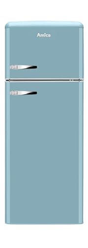 Amica KGC 15632 T Retro Kühl-/Gefrierkombination / Ice Blue (Türkis) / 144cm (H) x 55cm (B) x 62cm (T) / Retro-Design / Kühlschrank mit Gefrierfach