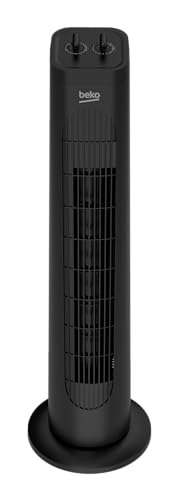 Beko EFW5300B Mechanischer Turmventilator, 35 W, 3 Geschwindigkeiten, Oszillation 60°, Timer 2h, Schwarz