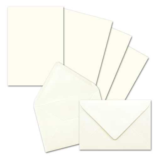 25x Briefpapier-Sets DIN A5 mit C6 Briefumschlägen - Naturweiß - Nassklebung (Weiß) - mattes Schreibpapier mit Kuverts - FarbenFroh by GUSTAV NEUSER