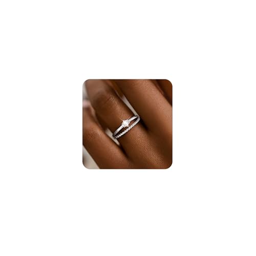 Adramata Ring Silber 925 Damen Verstellbar Daumenring Damen Verlobungsring Eheringe Engagement Ringe Frauen Jubiläum Promise Ringe Gold/Silber Schmuckgeschenke