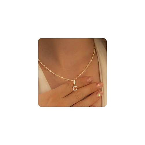 TINGN Buchstaben Kette für Frauen Mädchen - 14K Gold Gefüllt CZ Gold Kette mit Buchstaben C Anhänger Kette Winzige Monogramm Namenskette Golde Buchstaben Halsketten für Frauen und Mädchen Schmuck