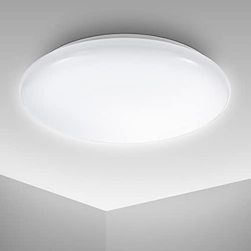 B.K.Licht - Deckenlampe mit neutralweißer Lichtfarbe, 12 Watt, 1200 Lumen, LED Deckenleuchte, LED Lampe, Wohnzimmerlampe, Schlafzimmerlampe, Küchenlampe, Deckenbeleuchtung, 27,8x6,5 cm, Weiß