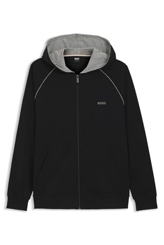 BOSS Herren Mix&Match Jacket H Hoodie aus Stretch-Baumwolle mit Reißverschluss und Kontrastpaspeln Schwarz001 M