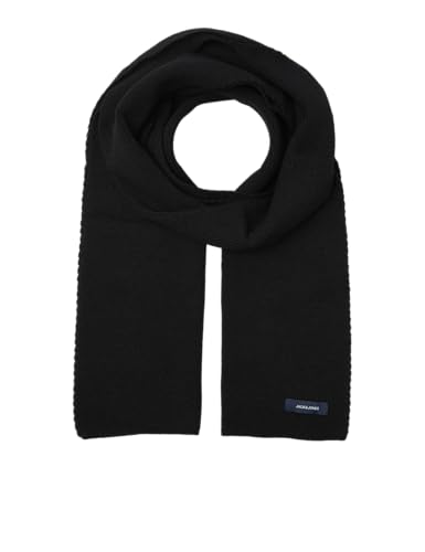 JACK & JONES Herren Schal JJDNA KNIT SCARF NOOS, Einfarbig, Gr. One size, Schwarz (Black Black)
