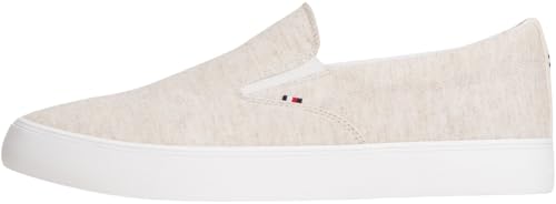 Tommy Hilfiger Herren Vulcanized Sneaker Harlem Slip On ohne Schnüren, Weiß (Ecru), 44