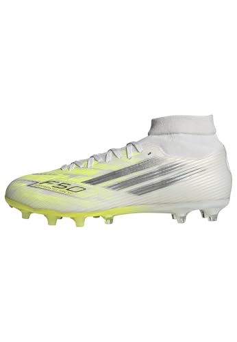 adidas Damen F50 SPARKFUSION League Mid Cut Firm Ground/Artificial Ground Football Boots Womens, FTWR White/Iron met./hi-Res Yellow, 45 1/3 EU