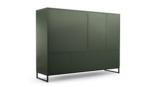 AGMAT-FURNITURE Kommode Genua mit 5 Türen, Sideboard in Farbe: Grün, Schrank in Größe: 160 x 120 x 45 cm