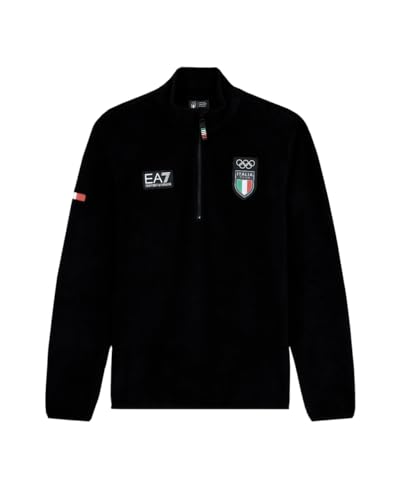 Emporio Armani EA7 Italia Team Olympische Spiele 2026 Technisches Ski-Fleece für Herren, Polar Fleece, 7M001850, Schwarz, XL