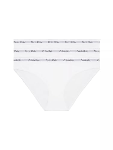 Calvin Klein Damen 3er Pack Slips Bikini Form Baumwolle mit Stretch, Weiß (White/White/White), S