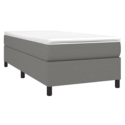 vidaXL Boxspringbettgestell, Polsterbett Bett für Schlafzimmer, Bettrahmen mit Lattenrost, Schlafzimmerbett Einzelbett, Dunkelgrau 90x200cm Stoff