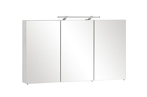 Schildmeyer Spiegelschrank 132253, Melaminharzbeschichtete Spanplatte, weiß, 120 x 16 x 71 cm