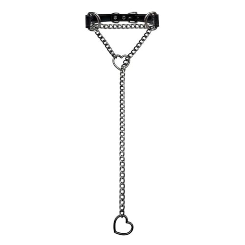 XFSRG Halsfessel Halsband mit O-Ring PU Leder Bondage Halskette Slave Halsband mit Herz Kettenleine für Fetisch & SM Verstellbar für Erwachsene
