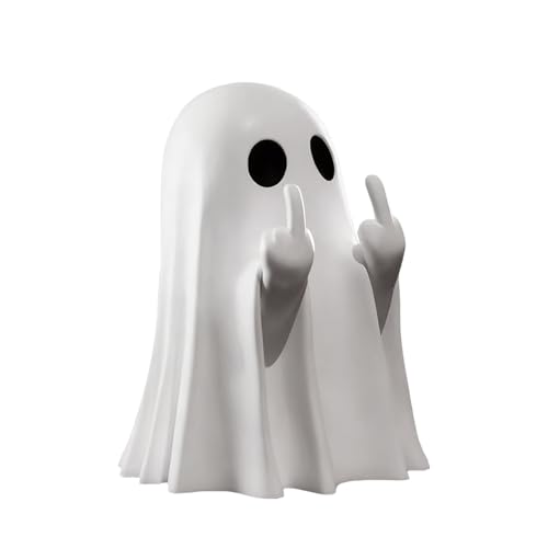 UZYXC Mittelfinger Geist Statue Gruselig Halloween Deko Figur, Wetterbeständig Für Indoor Outdoor Tischplatte, Cute Horror Ornament
