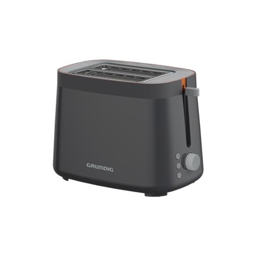 Grundig - TA 5320 Toaster - 7 Bräunungsstufen, 2 Röstfächer - 800 Watt Leistung, Auftau-Funktion, Krümelschublade - Edelstahl-Gehäuse - 20 x 30 x 18 cm - Grau/Terracotta