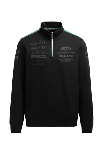 Camp David Herren Troyer-Sweatshirt aus Interlock mit Rubber Artworks Black, XL