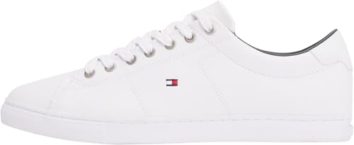 Tommy Hilfiger Herren Cupsole Sneaker Essential Leather Schuhe, Weiß (White), 43