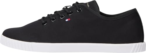 Tommy Hilfiger Damen Cupsole Sneaker Canvas Lace Up Elegant, Schwarz (Black), 40