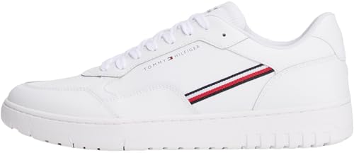 Tommy Hilfiger Herren Cupsole Sneaker Basket Core Stripes Low Top, Weiß (White), 45