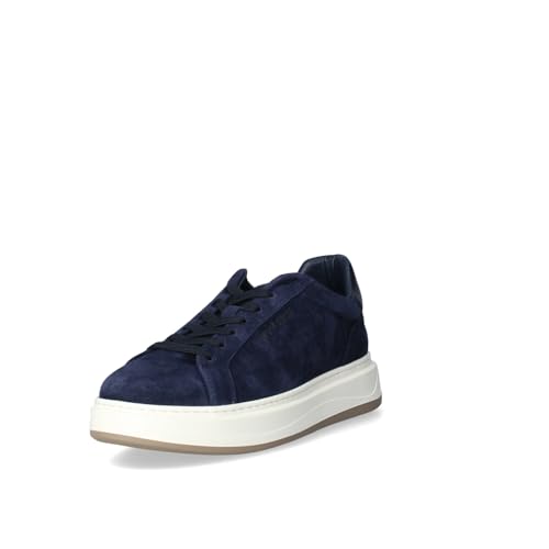 Sneakers aus blauem Wildleder, Gummisohle 4 cm, herausnehmbares Fußbett aus Leder, blau, 41 EU