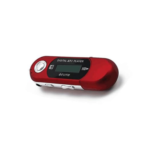 Ailan Mini MP3 Player, unterstützt 32G TF Karte, Flash Laufwerk, Leichter LCD Musikplayer mit 3,5 mm Audio Buchse, EIN Finger Steuerung für Zuhause, Rot