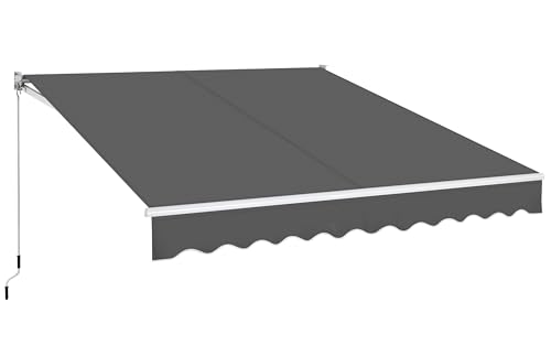 Yaheetech Einziehbare Markise, Gelenkarmmarkise mit Handkurbel 300x250 cm, Sonnenmarkise Winkel Längeinstellung(5-35°), inkl. Wandhalterung Dunkelgrau