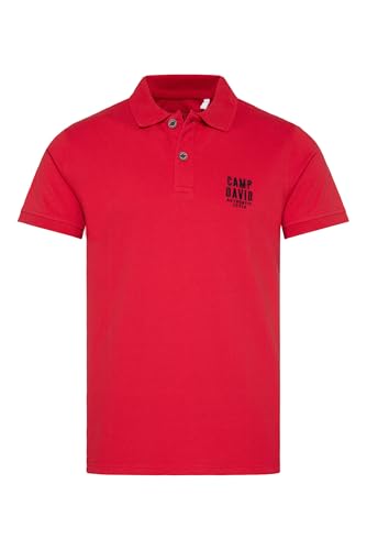 Camp David Poloshirt Herren Basic | Piqué Polo mit Logo-Stickerei, Trikotkragen & 2-Knopfleiste | Oeko-TEX Zertifiziert | Baumwoll-Mix, atmungsaktiv & pflegeleicht | Red, XL