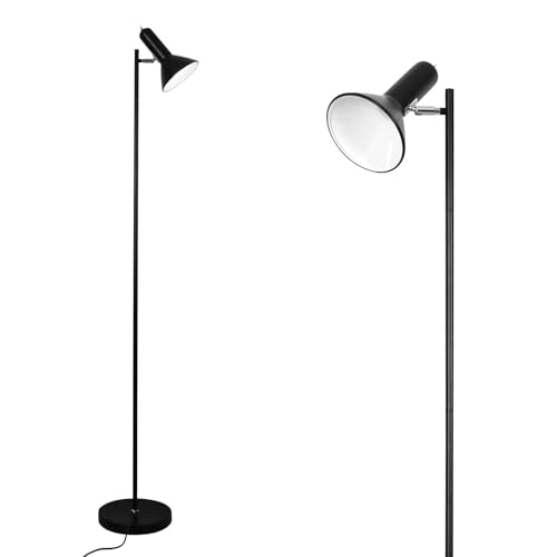 Amdelne Stehlampe Wohnzimmer, Retro Stehleuchte E27 Fassung max. 60W, Höhe 161cm, Leselampe Stehlampen Vintage, Metall Industrial Standleuchte für Sofa Schlafzimmer Büro, Schwarz(ohne Leuchtmittel)