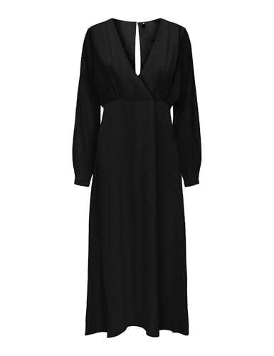 ONLY Damen ONLALMA Life VIS JEN Long Dress SOLID Kleid, Black, Small