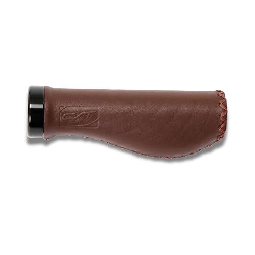 CONTEC Fahrrad-Griff Ergo Exclusiv+, 135 mm, D3-Dreikomponenten, Echt-Leder, ergonomisch, Stoßdämpfung, Lenker-Klemmung, hochwertiges Design, braun, Paar