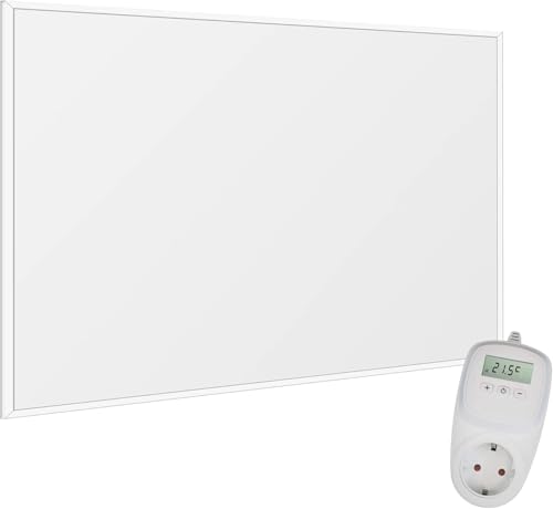 VIESTA® F300 Infrarot Wandheizung 300W mit TH10 Thermostat – flaches Carbon Crystal Heizpaneel – elektrische Infrarotheizung zur Wandmontage, ideal für Wohnräume & Badezimmer