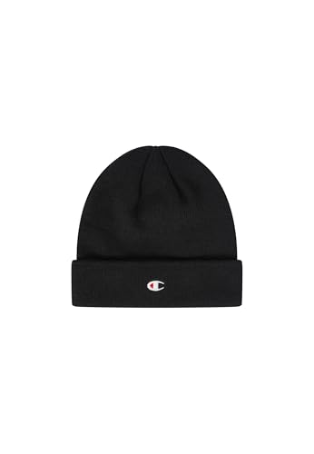 Champion Lifestyle Caps (806065) - Recycled Acrylic Knitted Yarn Embroiedered C-Logo Mütze, Schwarz, Einheitsgröße Unisex - Erwachsene FW24, Schwarz, One Size