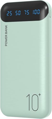 Power Bank 10000mAh Handy Tragbares Ladegerät Externer Akku Pack mit 2 USB 2.4A Ausgängen und USB C Eingang Kompatibel für Huawei iPhone 12 11 X iPad Samsung S20 Android Tablette (Green, Large)