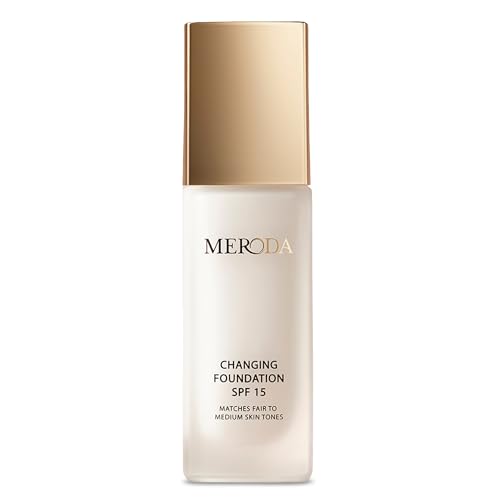 MERODA® Changing Foundation SPF 15 [LIGHT TO MEDIUM SKIN] - Foundation Color Changing - Farbwechselnde Foundation für Reife Haut - Make Up Hautton Anpassend - Foundation Gesichts Make Up