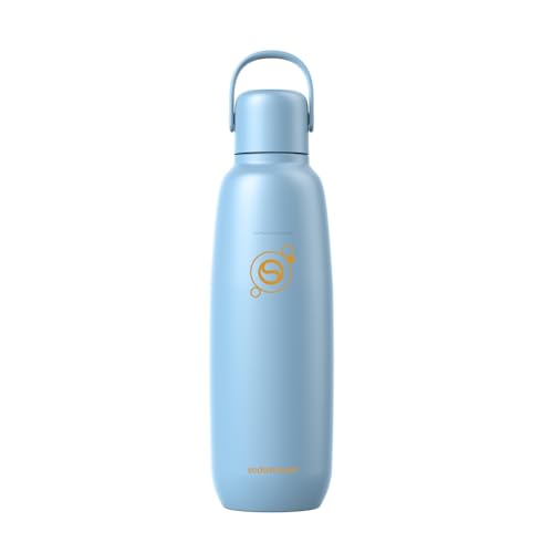 Sodastream Fizz & Go Edelstahl-Sprudlerflasche 0,9 l, doppelwandig isolierte Thermosflasche, hält warm & kalt, für kohlensäurehaltige Getränke, kompatibel mit DUO, TERRA, ART, ENSO & mehr, Ice Blau