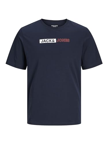 Jack & Jones Herren Jjecorp Logo Tee Play O-n Noos Pls T-Shirt, Navy Blazer/Print:Play 5,4XL