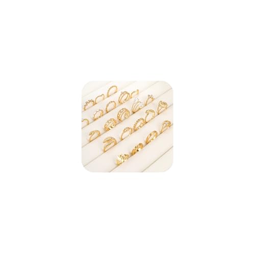 FOSLXIN 23 Stück Gold Ring Set für Frauen, Goldener Stapelringe Daumenring Fingerring Vintage Ringe Set Gold Vergoldete Stapelbare Statement Ringe Knuckle Rings Set für Damen (Gold)