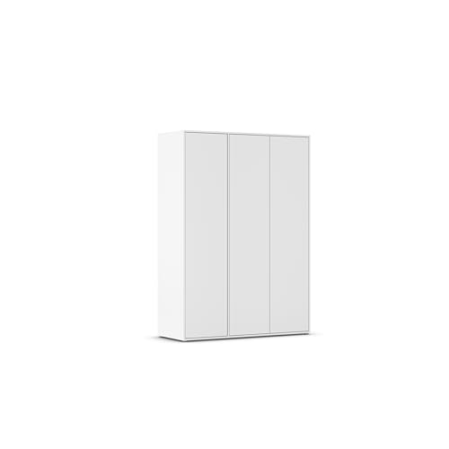 Rauch Möbel Nabila Kleiderschrank für Schlafzimmer, Kinderzimmer, Jugendzimmer, Flur, 3-türig, Push-to-Open, mit Zubehör Classic, Farbe Weiß, Breite 140 cm