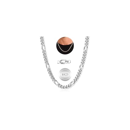 MOROTOLE Sterling Silber Kette Figaro Halskette für Männer Halskette für Männer Figaro Herren Silber Kette