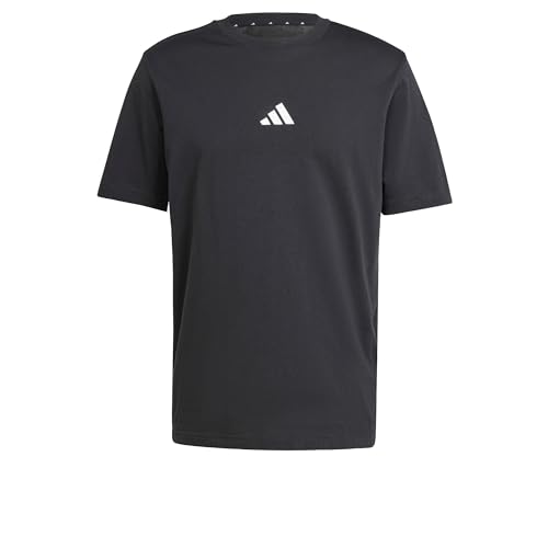 adidas Men's Essentials SMALL Logo Single Jersey Tee, Black/White, L
