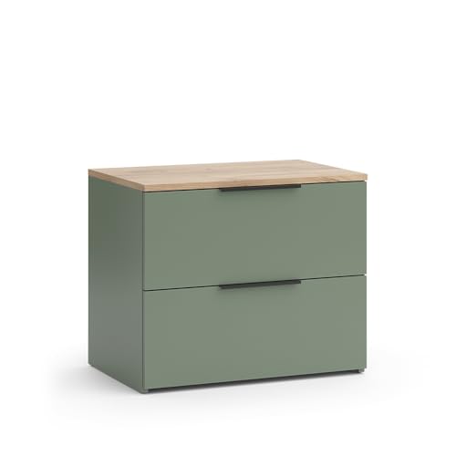 Vicco Kommode Wido, Grün, 60 x 50 cm mit 2 Schubladen, zur Aufbewahrung von Kleidung und Alltagsgegenständen