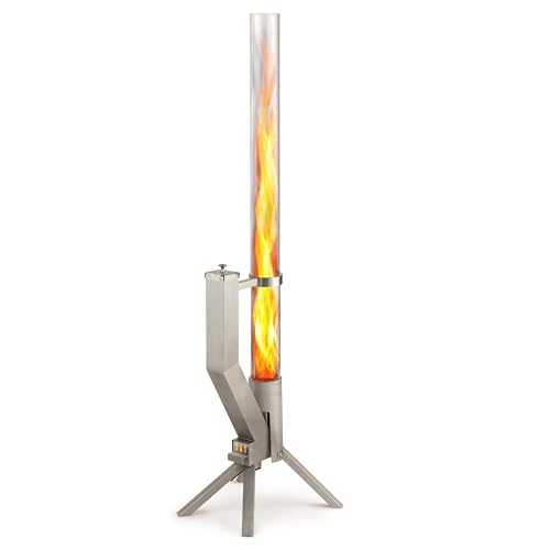 Gardenflare GARDENFLARE Feuerrohr Klassik – Edelstahl Feuersäule und Pelletfackel für Tolles Ambiente Feuer – Moderne Feuerschale & Gartenkamin Alternative für Deine Terrasse (Silber)