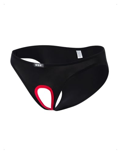 EMOTTOS Herren Tanga Slip Mit Loch Niedrige Taille Sexy Unterwäsche Für Männer Elastisch Atmungsaktiv G String Offener Schritt Reizwäsche Einheitsgröße